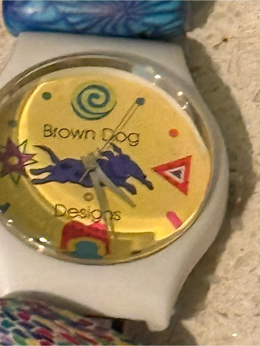 Vintage Brown Dog Designs Whimsical Colorful Polymer Clay Beaded Statement Watch